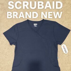 ScrubAid Navy Blue Scrub Top | Size M | Brand New w/ Tags | 4-Way Stretch